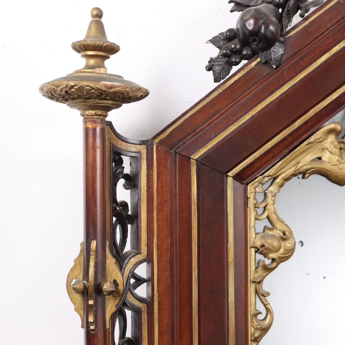 Miroir Éclectique Ancien Acajou Italie XIXe Siècle Original-photo-2