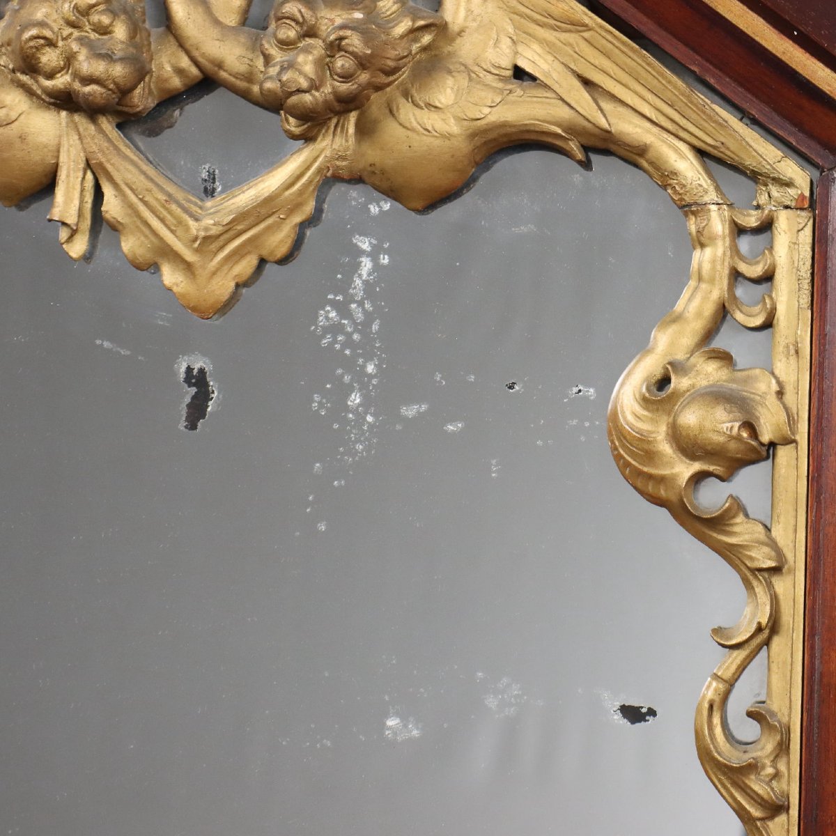 Miroir Éclectique Ancien Acajou Italie XIXe Siècle Original-photo-5