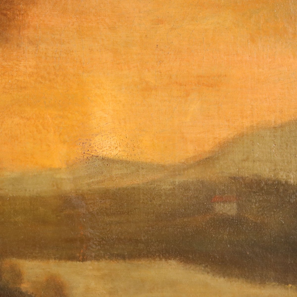Antique Painting Landscape With Architecture Oil On Canvas XVIII Century-photo-2