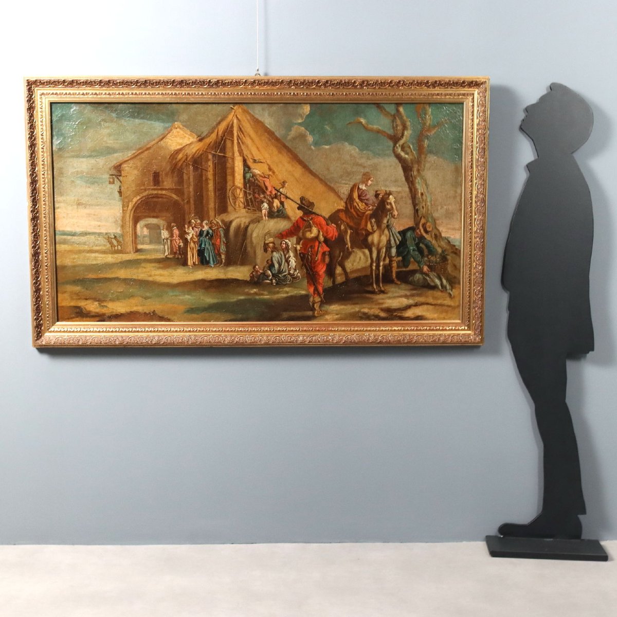 Scène de Vie Populaire Tableau Ancien Huile sur Toile XVIIIe Siècle Original-photo-2
