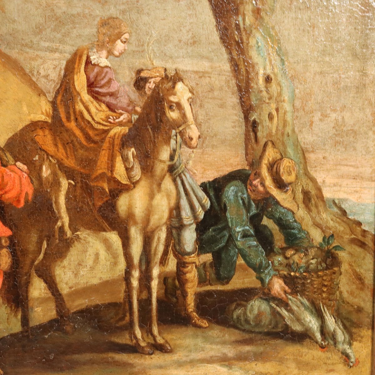 Scène de Vie Populaire Tableau Ancien Huile sur Toile XVIIIe Siècle Original-photo-1