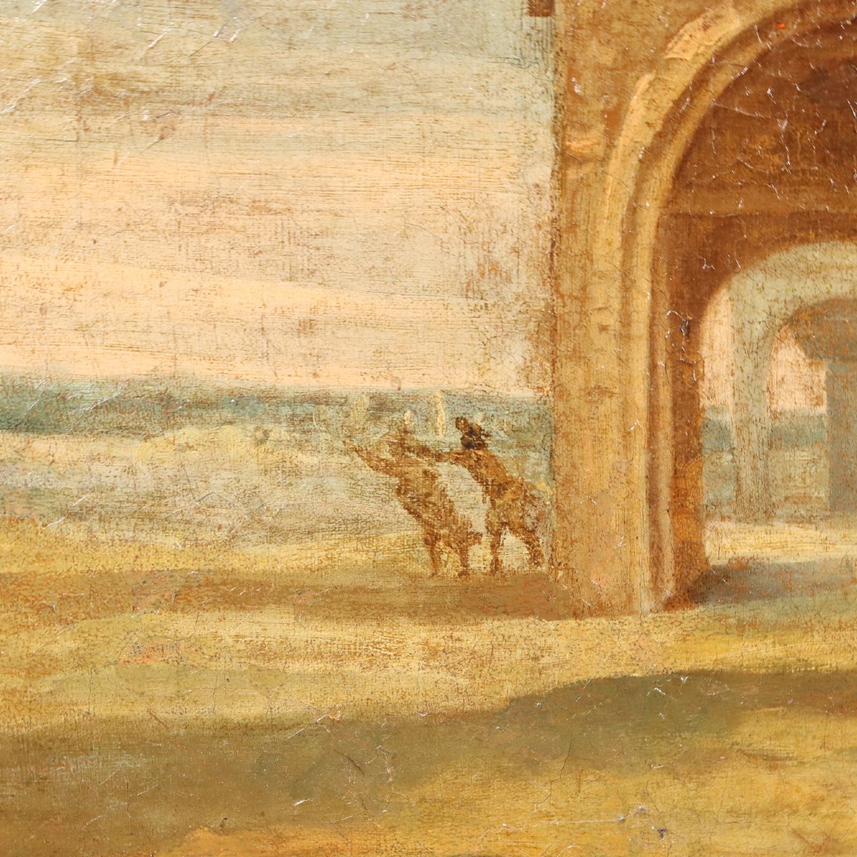 Scène de Vie Populaire Tableau Ancien Huile sur Toile XVIIIe Siècle Original-photo-5