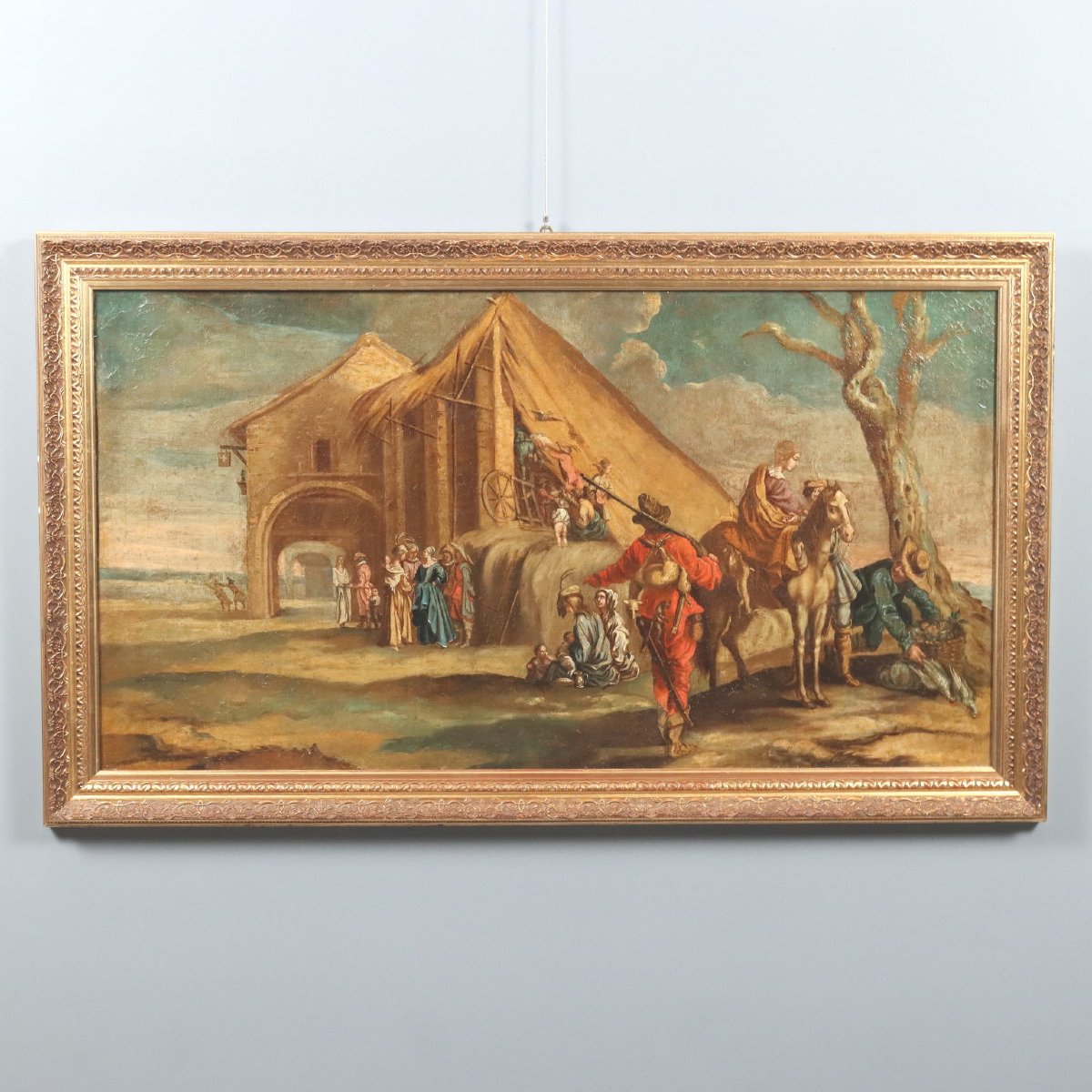 Scène de Vie Populaire Tableau Ancien Huile sur Toile XVIIIe Siècle Original
