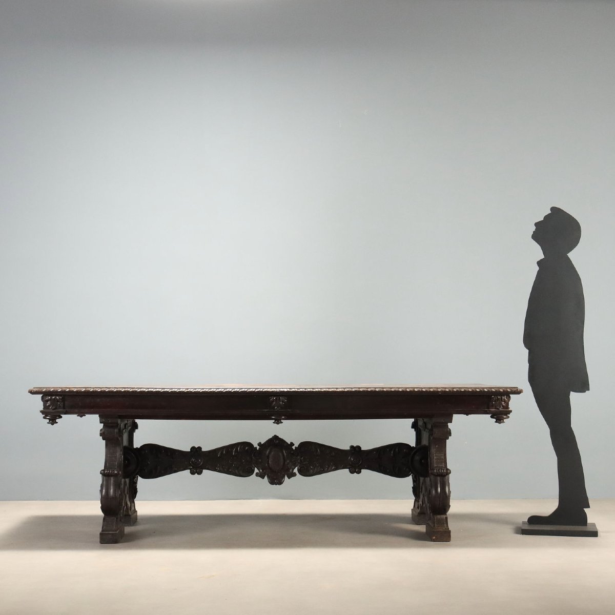 Neo-renaissance Table In Ebonized Walnut, Italy, Late 19th Century-photo-2