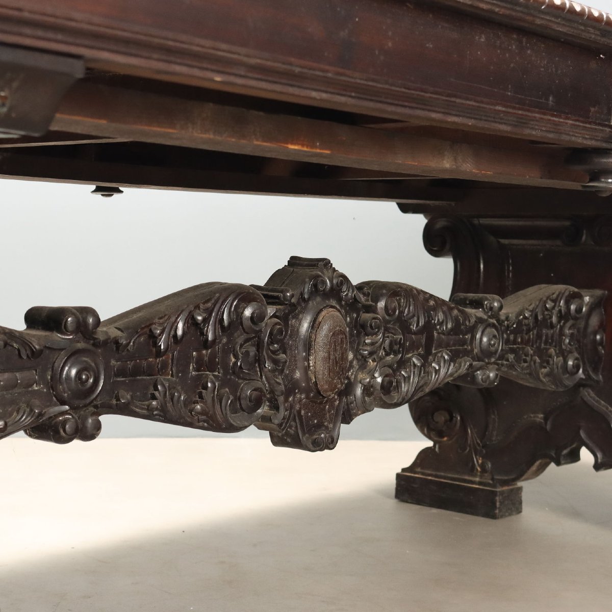 Neo-renaissance Table In Ebonized Walnut, Italy, Late 19th Century-photo-3