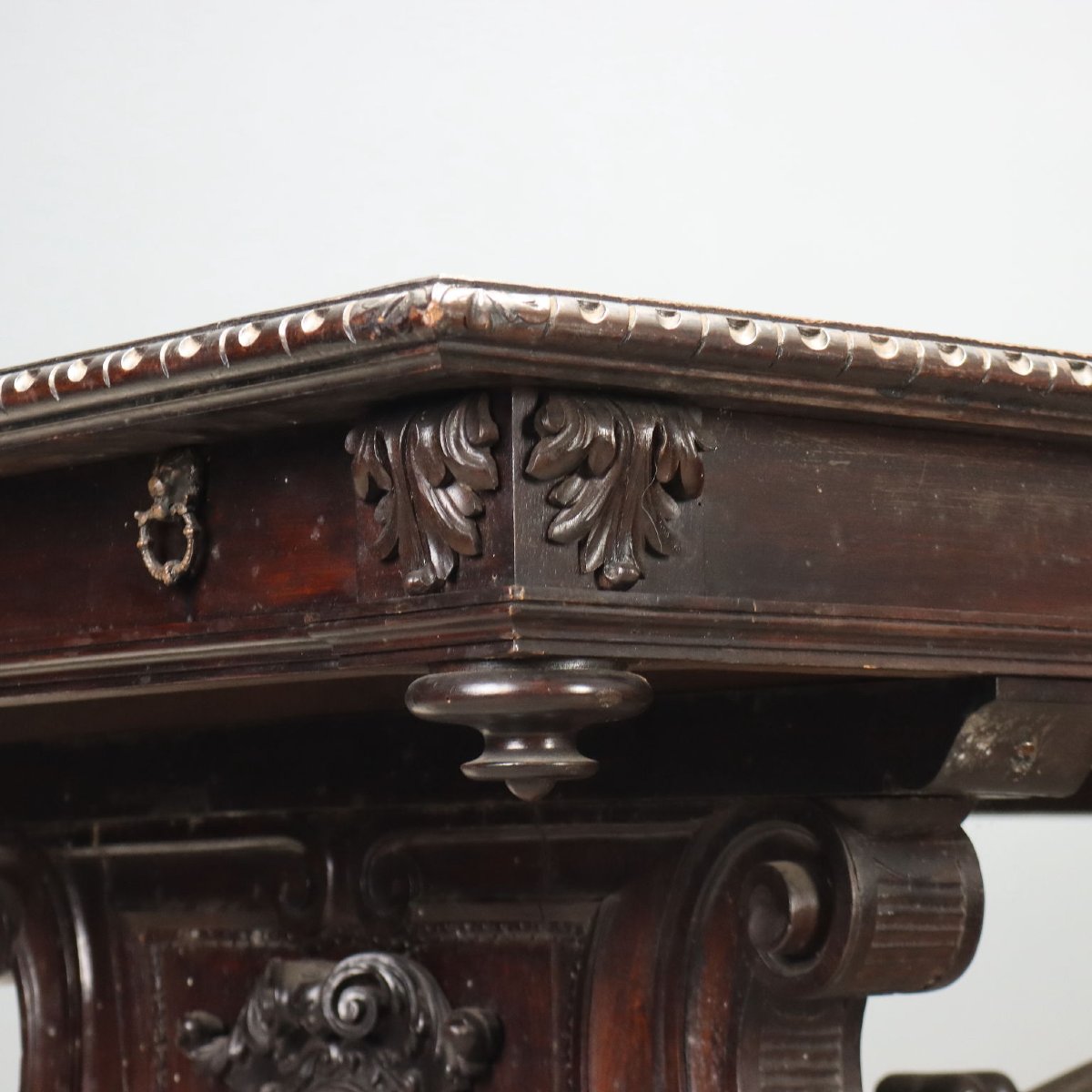 Neo-renaissance Table In Ebonized Walnut, Italy, Late 19th Century-photo-1