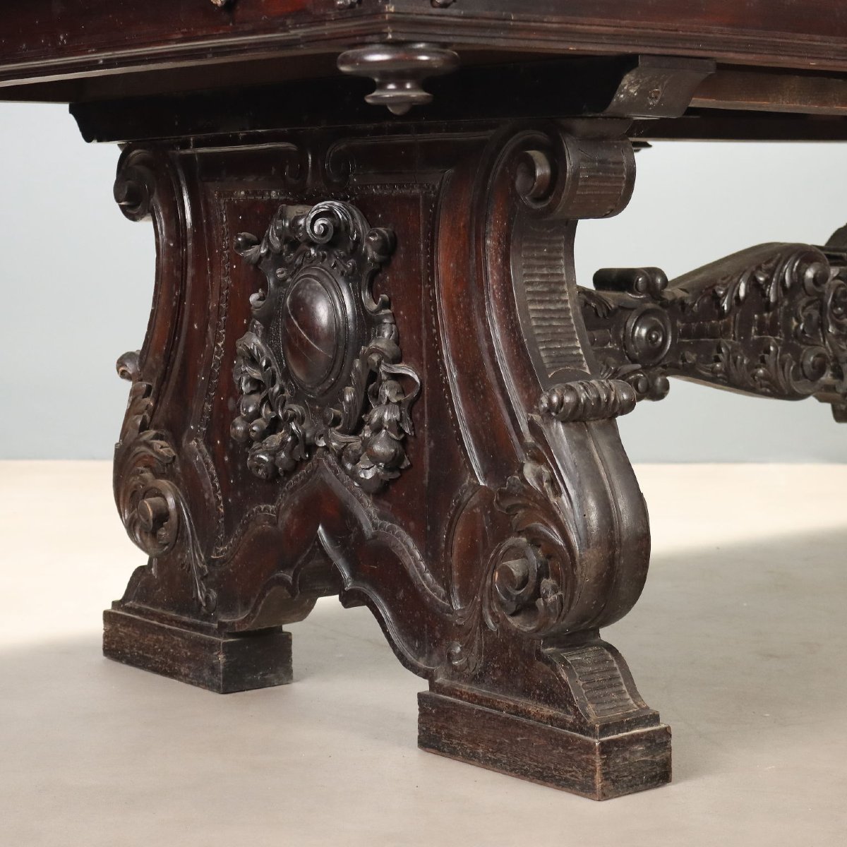 Neo-renaissance Table In Ebonized Walnut, Italy, Late 19th Century-photo-5