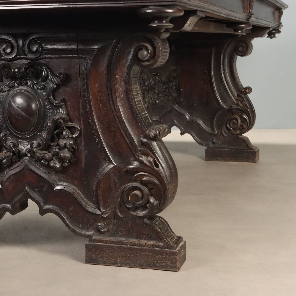 Neo-renaissance Table In Ebonized Walnut, Italy, Late 19th Century-photo-7