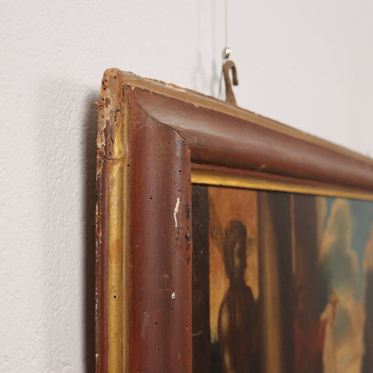 Tableau Ancien '600 L'Enlèvement des Sabines Huile sur Toile Cadre-photo-4