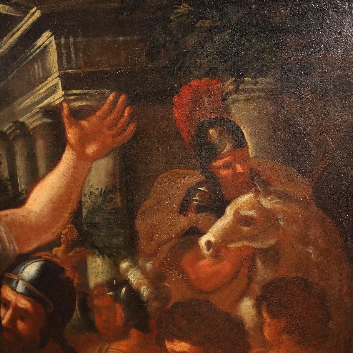 Tableau Ancien '600 L'Enlèvement des Sabines Huile sur Toile Cadre-photo-3