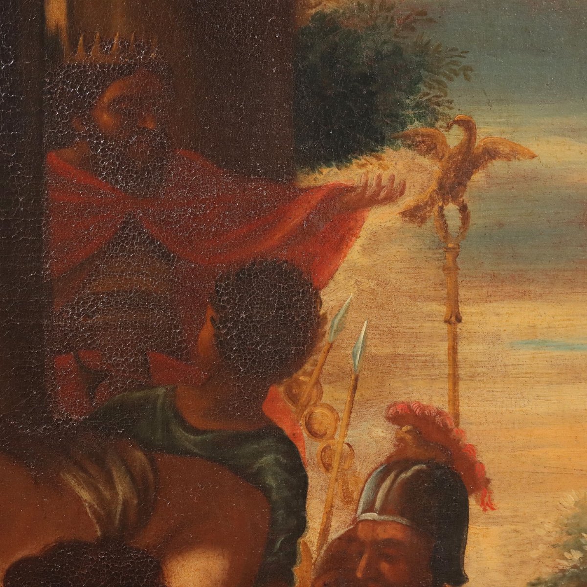 Tableau Ancien '600 L'Enlèvement des Sabines Huile sur Toile Cadre-photo-5