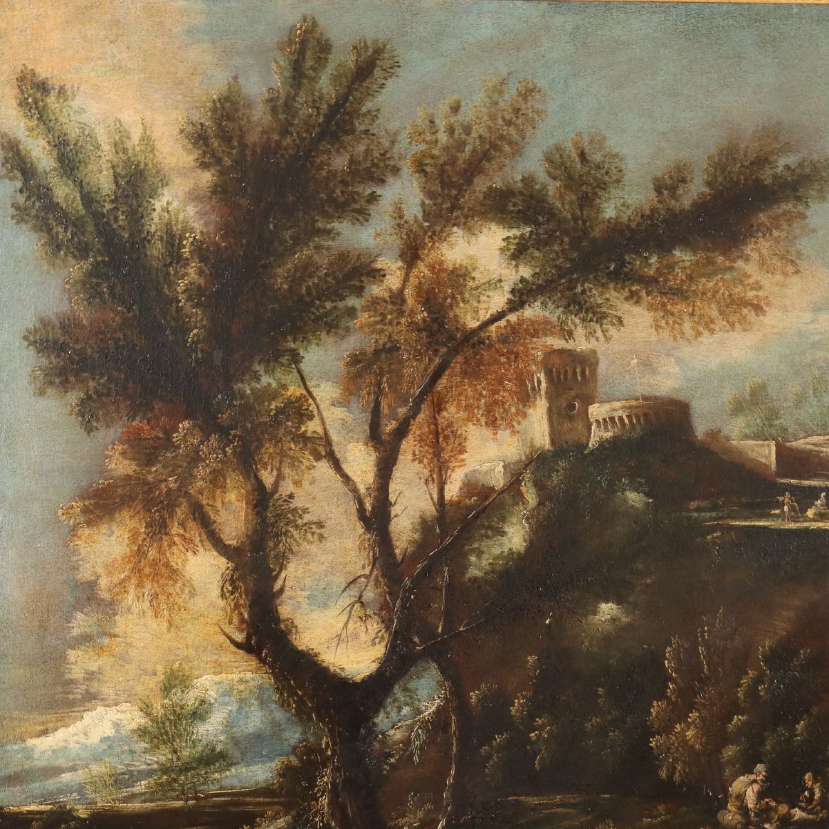 Painting Attributed To Antonio Francesco Peruzzini: Landscape With Figures-photo-4
