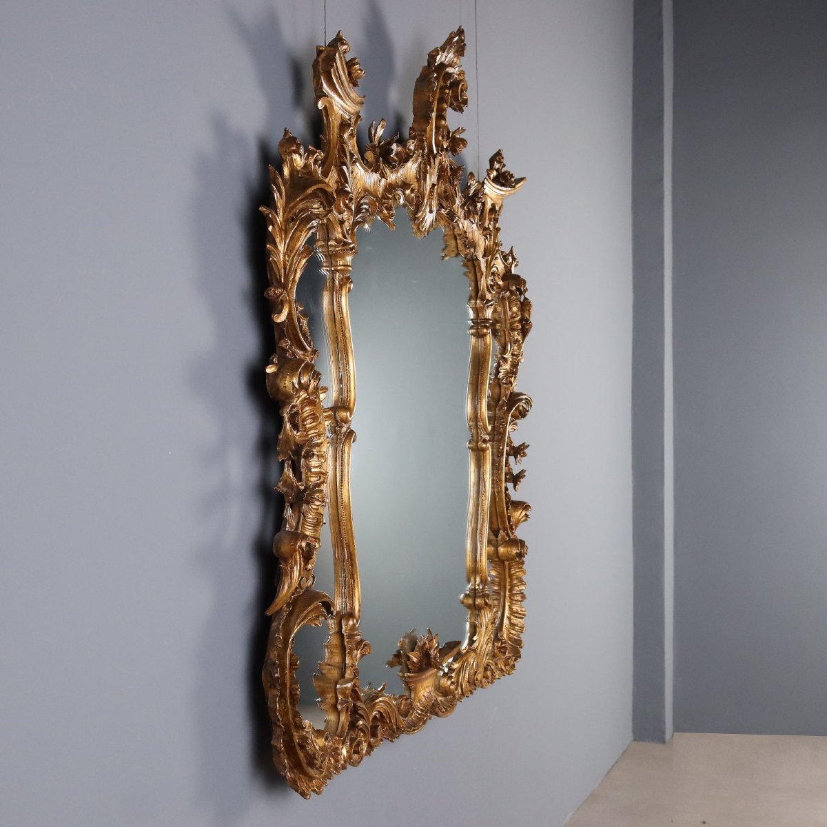 Carved And Gilded Wooden Mirror, Italy, Early 20th Century-photo-2