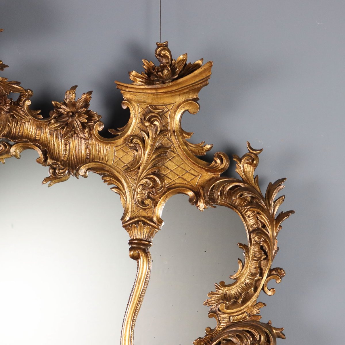 Carved And Gilded Wooden Mirror, Italy, Early 20th Century-photo-4