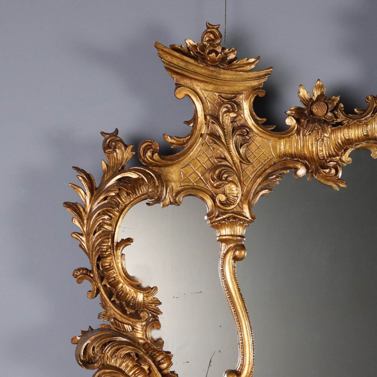 Carved And Gilded Wooden Mirror, Italy, Early 20th Century-photo-6