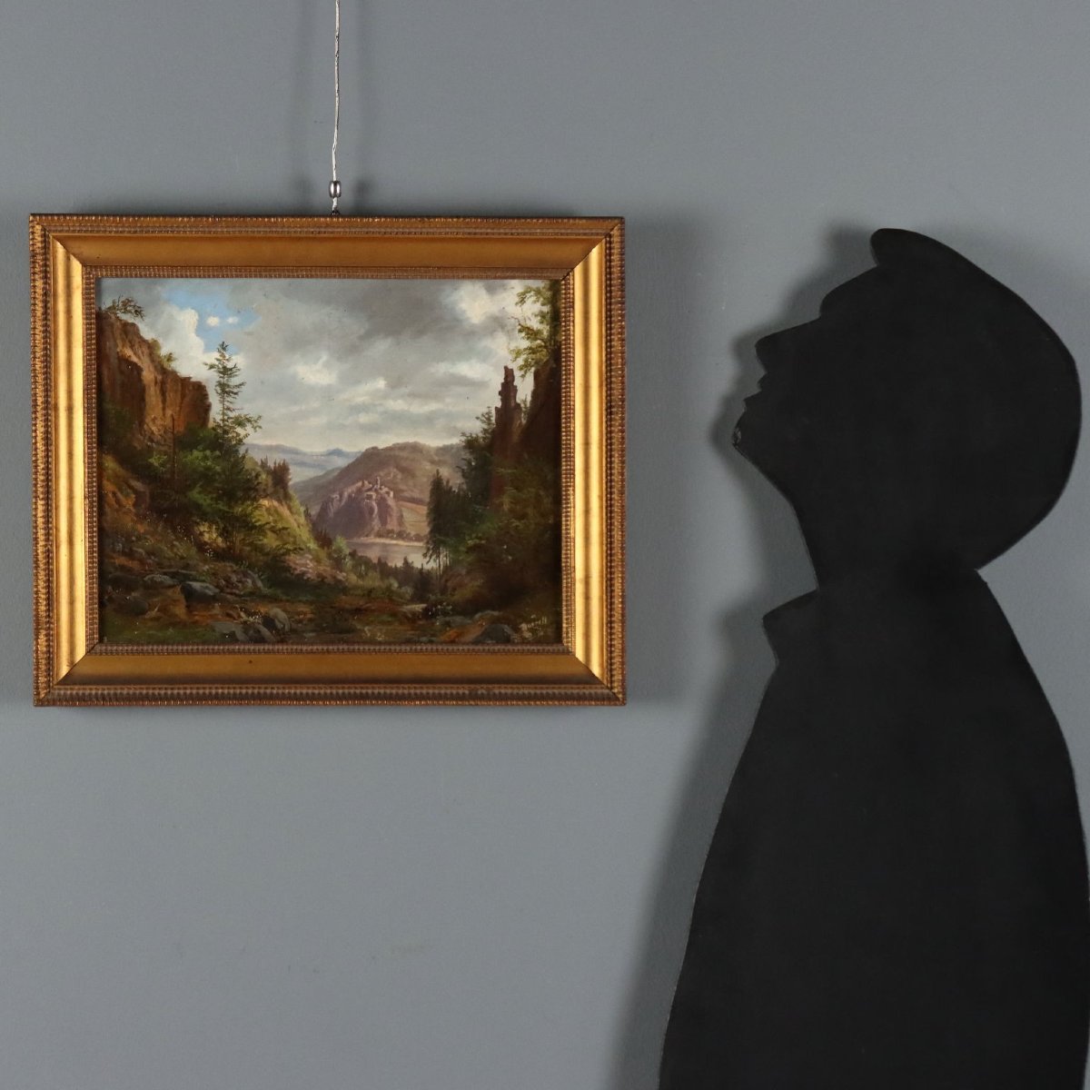 Tableau Ancien Signé Ernst Gustav Doerell Paysage de Montagne '800 Original-photo-2