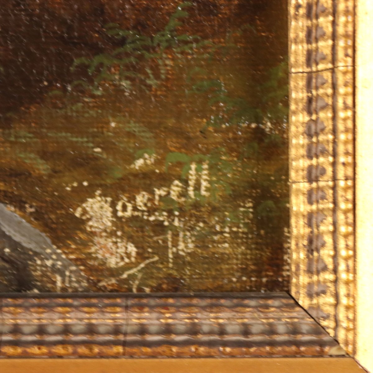Tableau Ancien Signé Ernst Gustav Doerell Paysage de Montagne '800 Original-photo-2