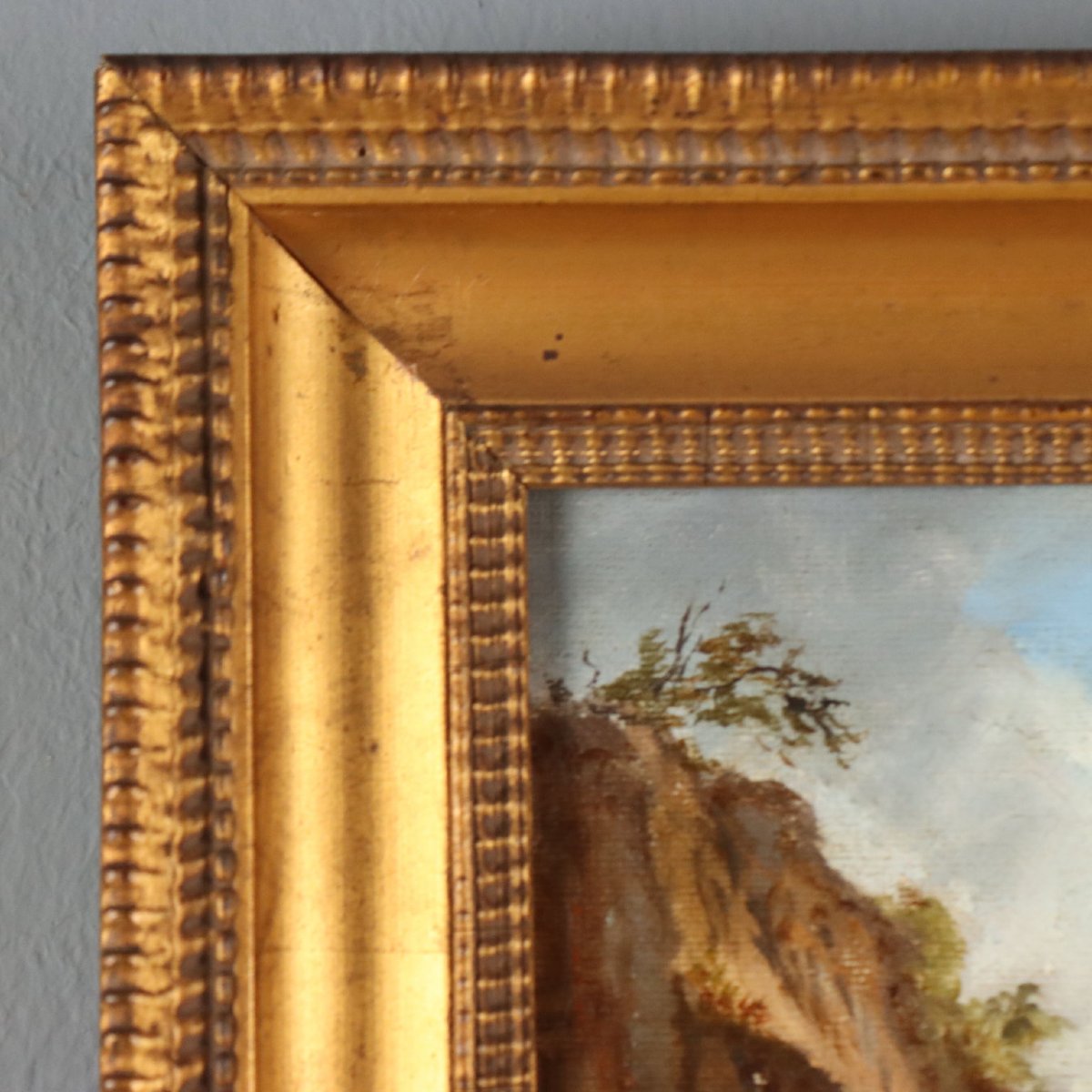 Tableau Ancien Signé Ernst Gustav Doerell Paysage de Montagne '800 Original-photo-3