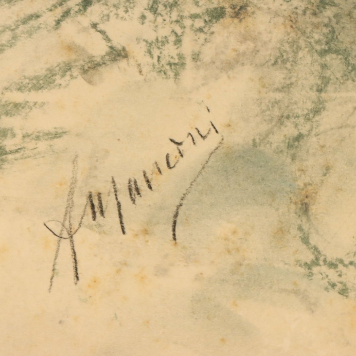 Antique Drawing Signed Antonio Mancini Mixed Technique XIX Century Original-photo-2