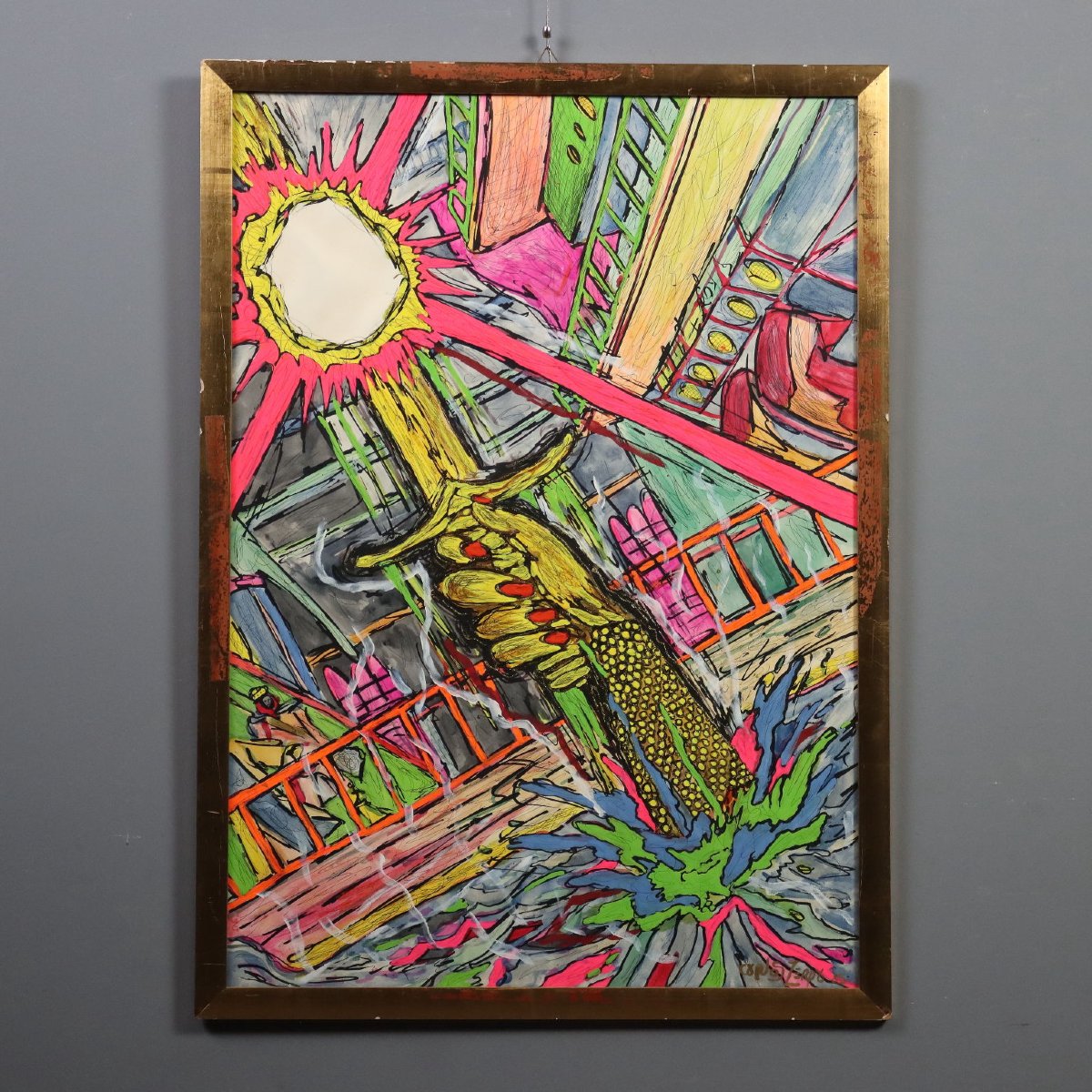 Carlos Zerpa Excalibur Acrylic Painting On Cardboard Italy 1985 Signed Fantasy