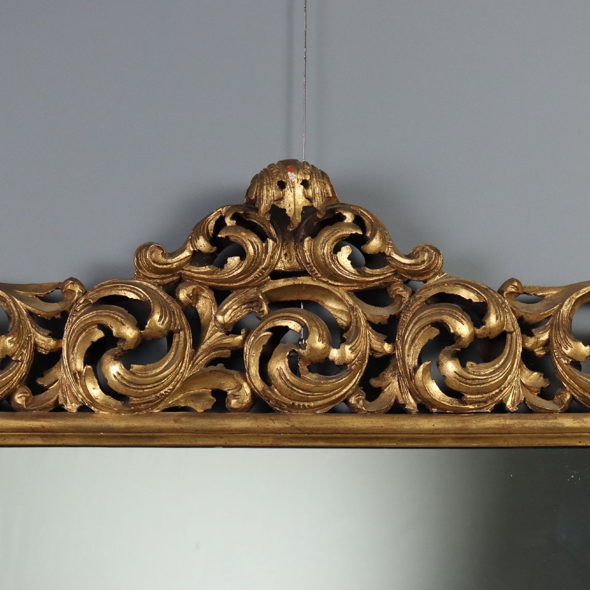 Miroir Style Baroque en Bois Doré - Italie XXe Siècle-photo-3