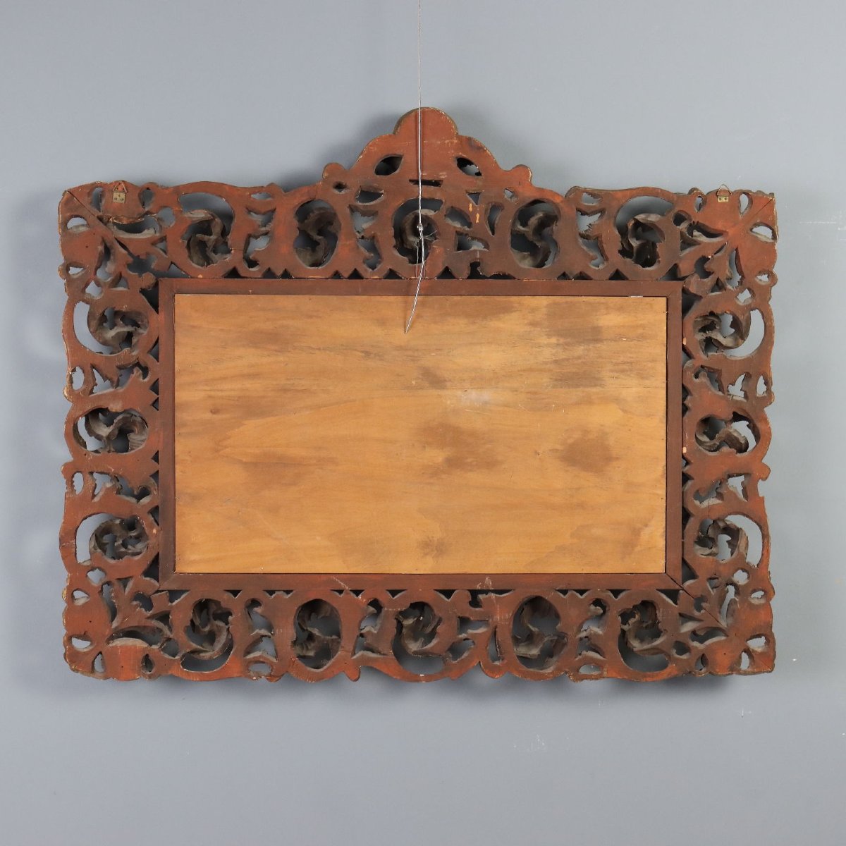 Miroir Style Baroque en Bois Doré - Italie XXe Siècle-photo-5