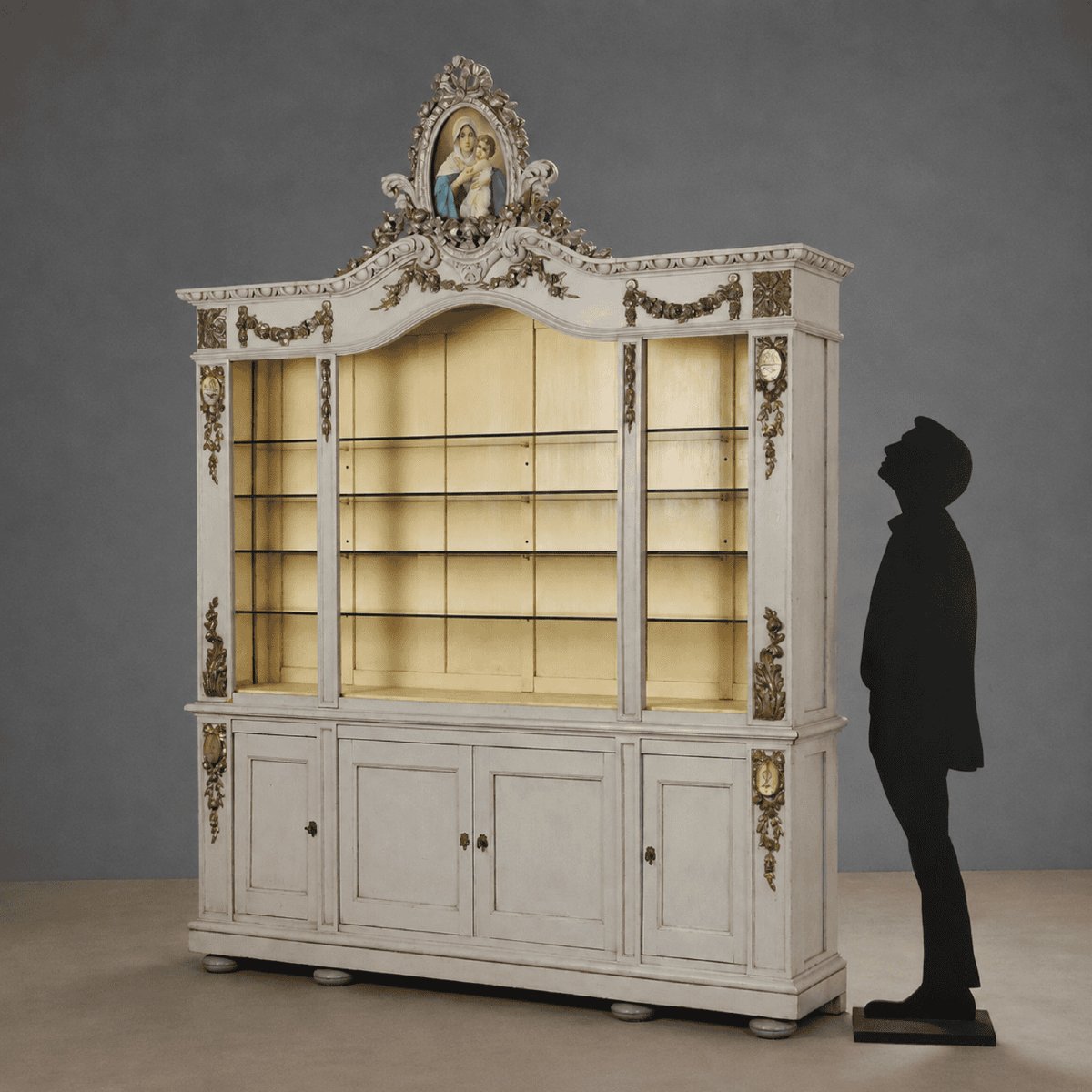 Double-cabinet Sideboard In Lacquered Fir - Italy, 19th Century, Mid-19th Century-photo-2