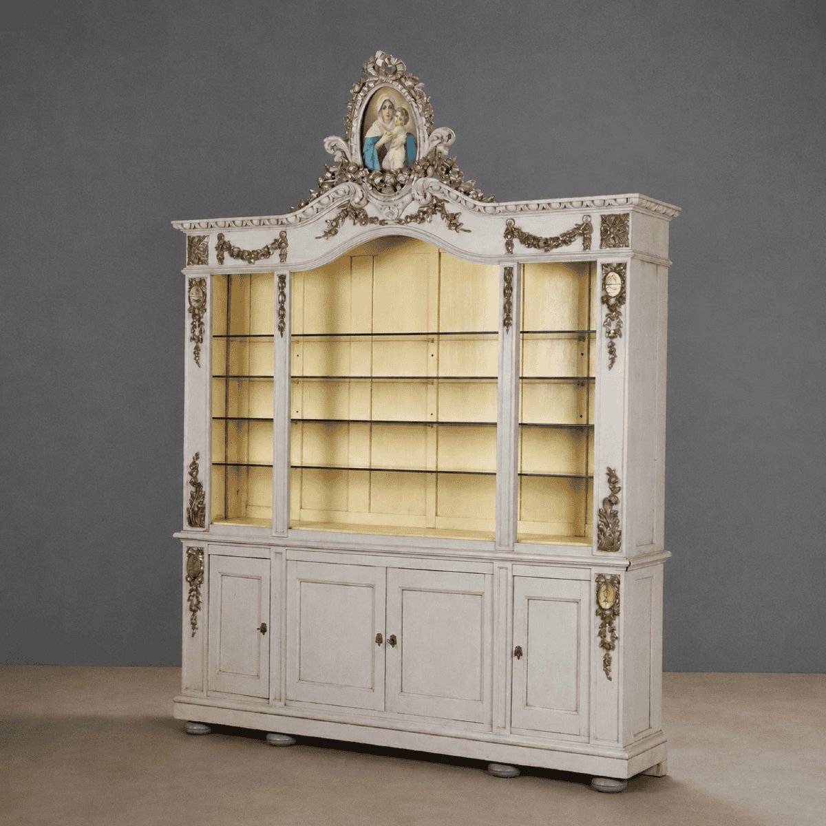 Double-cabinet Sideboard In Lacquered Fir - Italy, 19th Century, Mid-19th Century