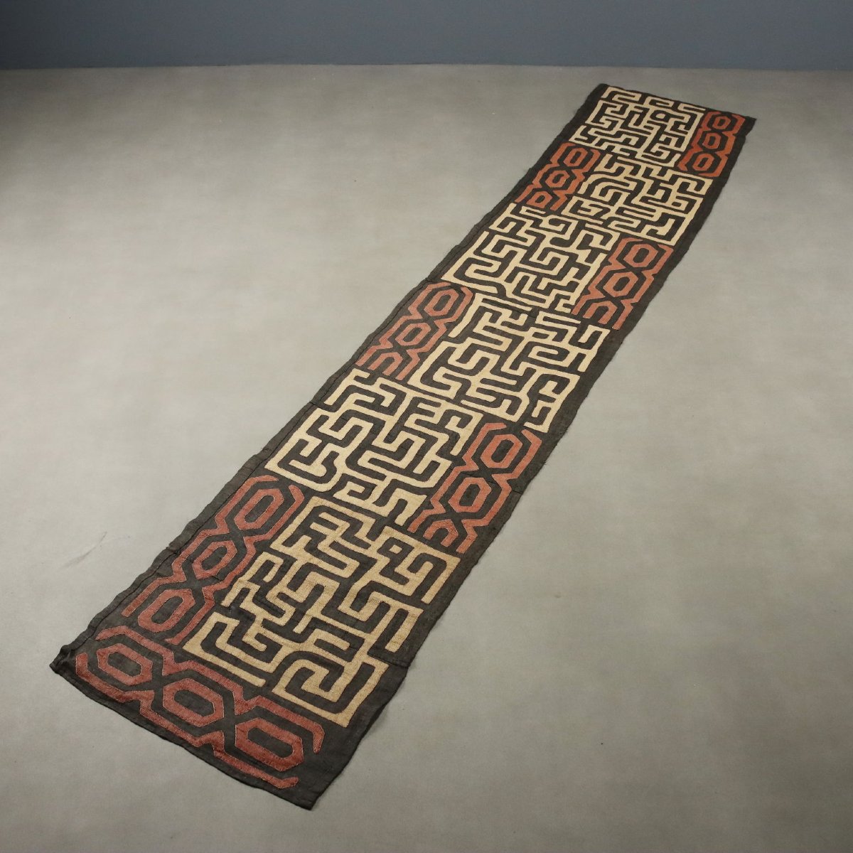 Tissu en Raphia Royal Ntshak Motif Labyrinthe Art Kuba Congo Original-photo-5