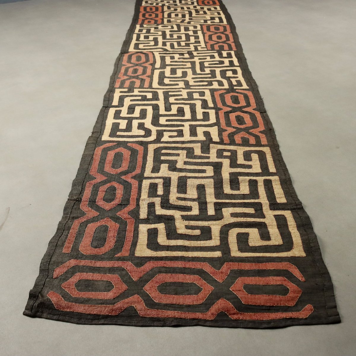 Tissu en Raphia Royal Ntshak Motif Labyrinthe Art Kuba Congo Original-photo-6