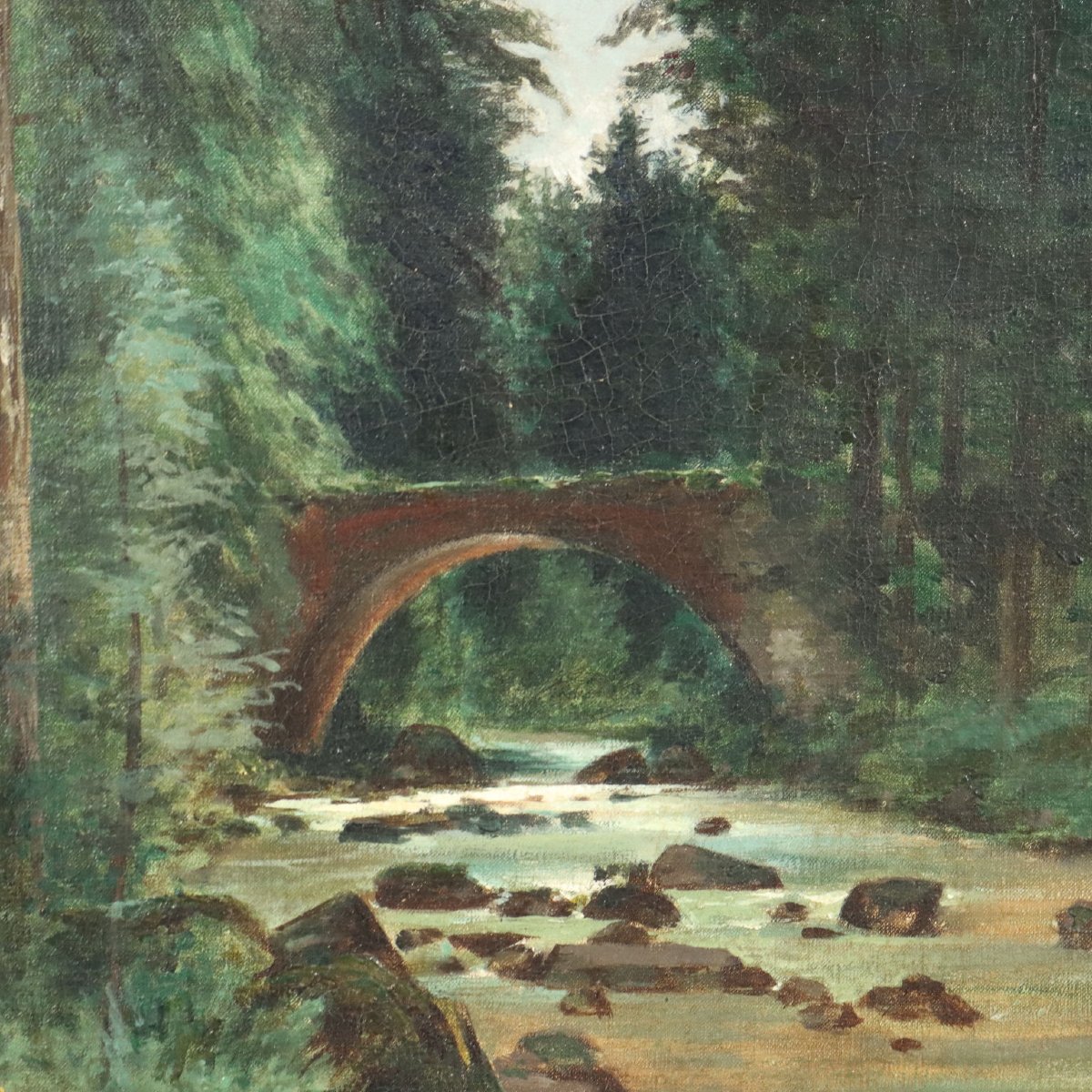 Antique Painting Wooden Landscape Signed Tristan Lacroix 1883 Original-photo-4