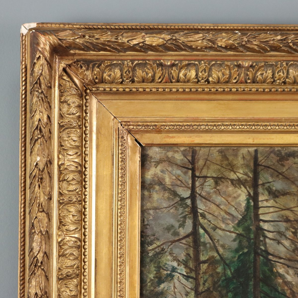 Antique Painting Wooden Landscape Signed Tristan Lacroix 1883 Original-photo-6