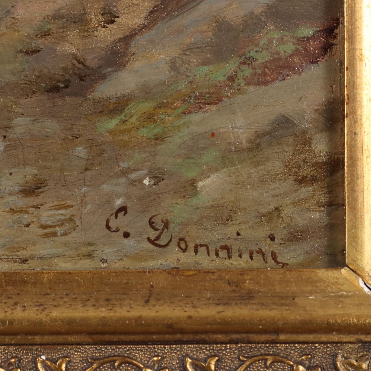 Tableau Ancien Signé Emilio Donnini Paysage avec Rivière XIXe Siècle Original-photo-4