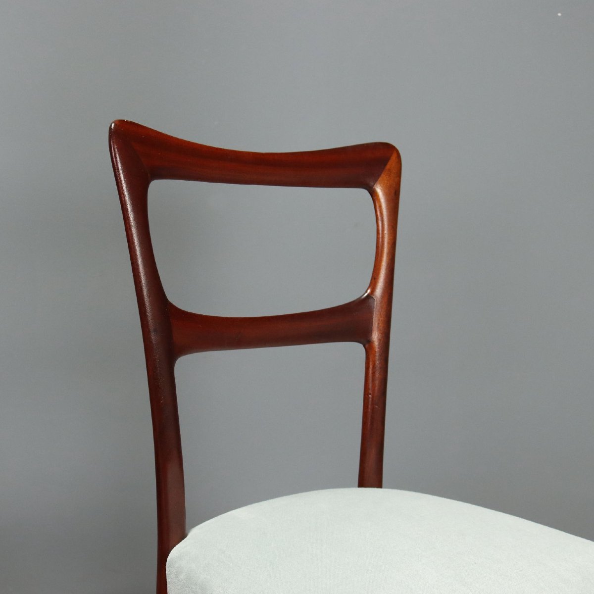 Chaises Vintage Acajou Tissu Restauré Design Italie Années 1950 Originales-photo-4