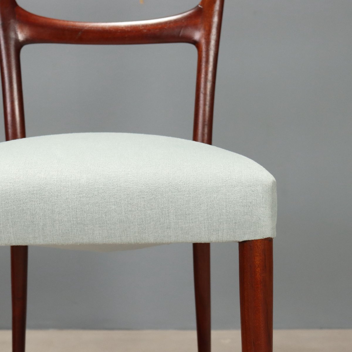 Chaises Vintage Acajou Tissu Restauré Design Italie Années 1950 Originales-photo-1