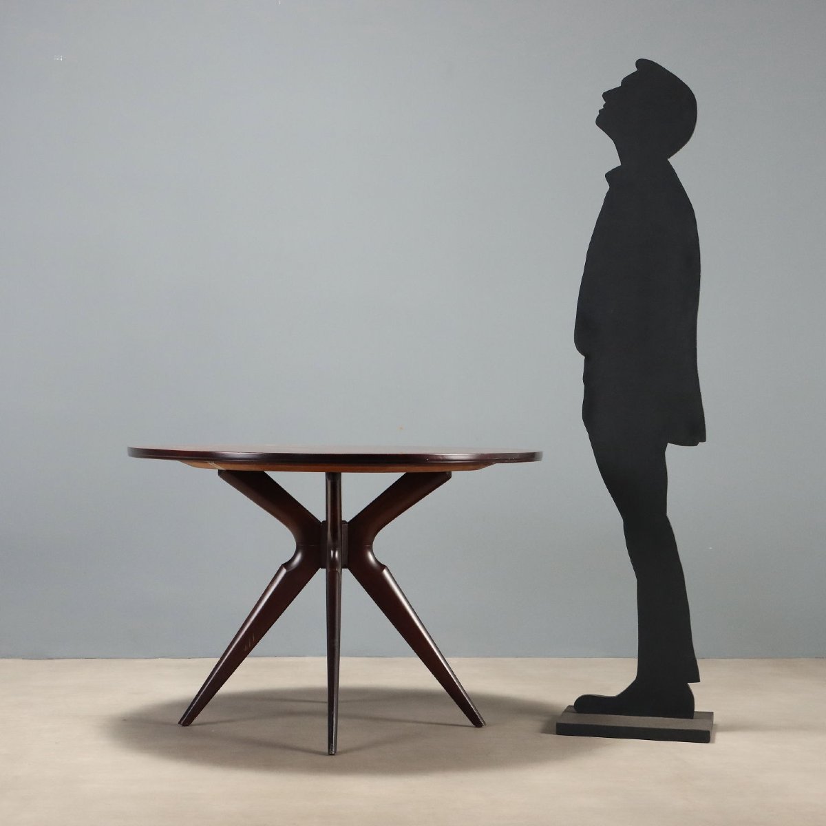 Table Vintage Hêtre Teinté Plaquée en Noyer Design Années 50-60 Originale-photo-3