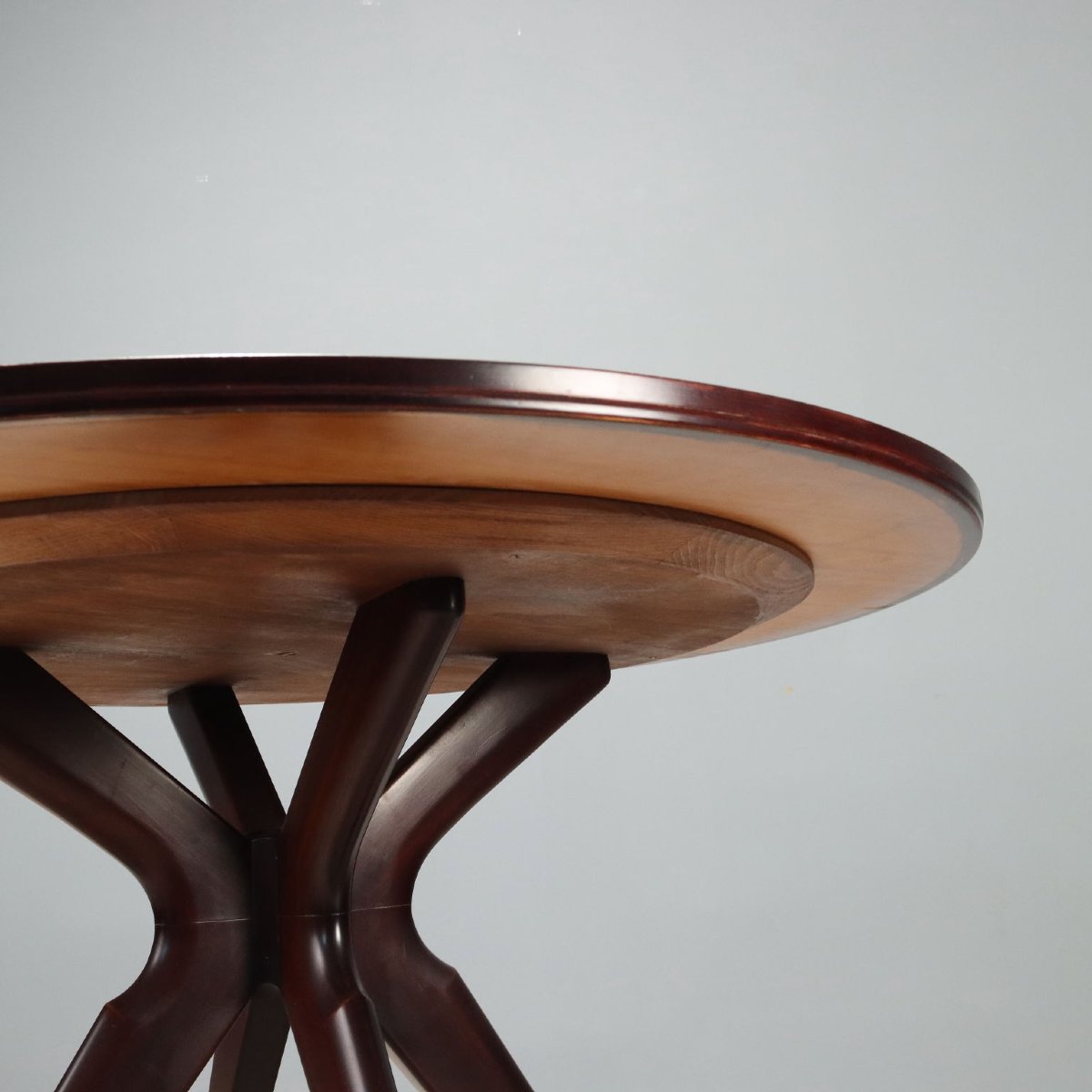 Table Vintage Hêtre Teinté Plaquée en Noyer Design Années 50-60 Originale-photo-3