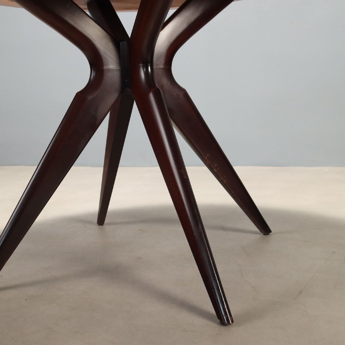Table Vintage Hêtre Teinté Plaquée en Noyer Design Années 50-60 Originale-photo-4