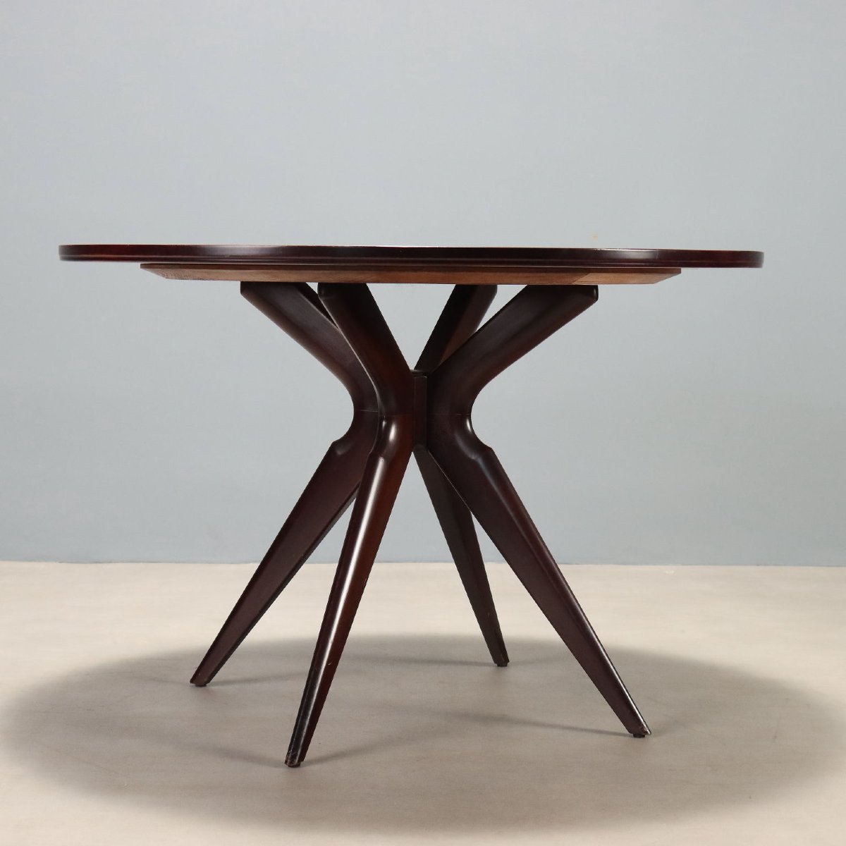 Table Vintage Hêtre Teinté Plaquée en Noyer Design Années 50-60 Originale-photo-5