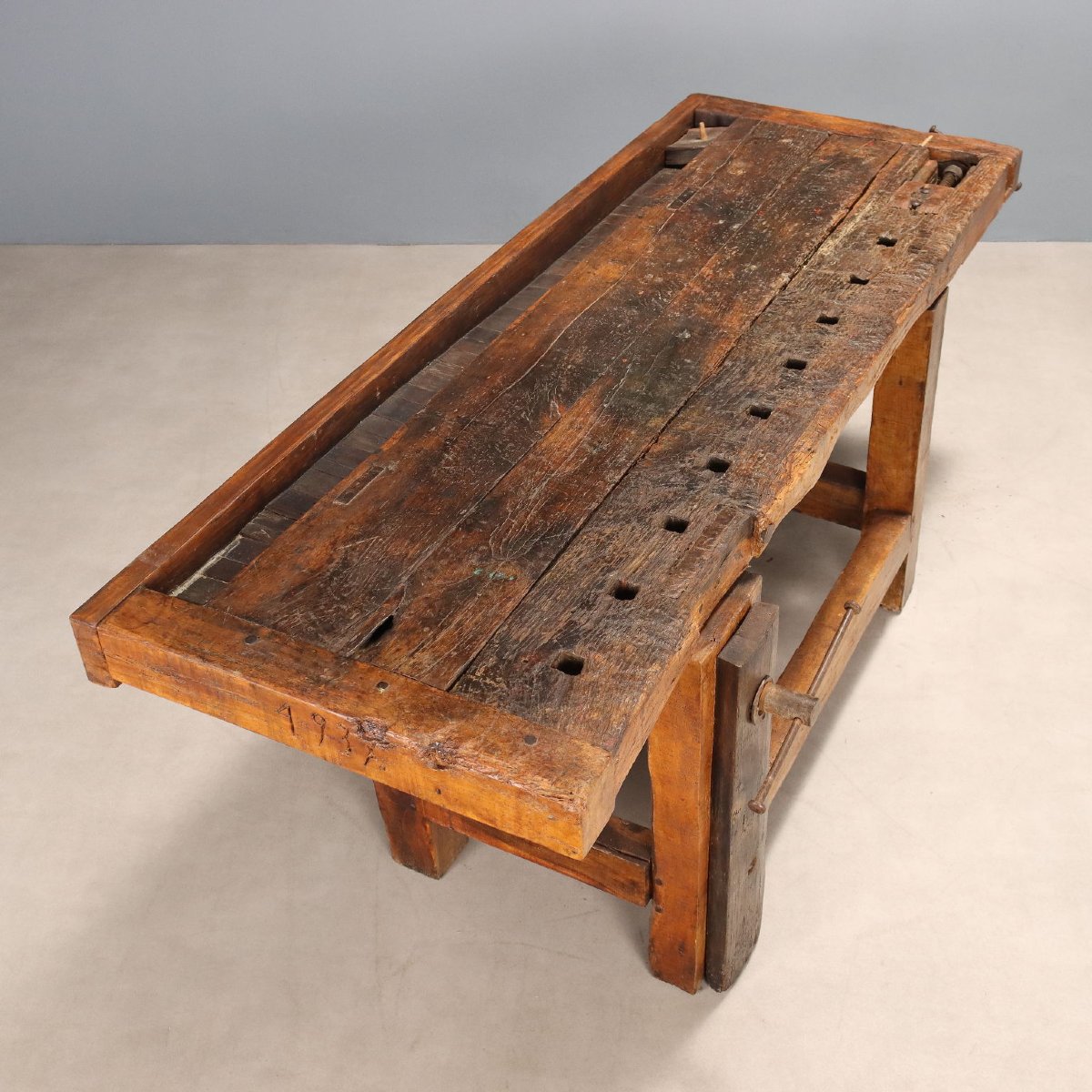 Établi de Menuisier Ancien Châtaignier Italie du XIXe Siècle Original-photo-7