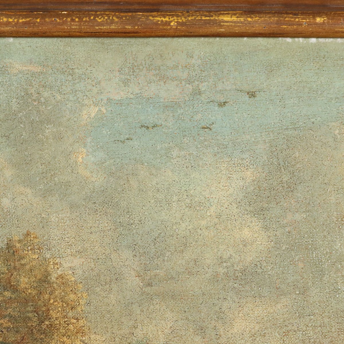 Tableau Ancien Paysage avec Figures Huile sur Toile XVIIIe Siècle Original-photo-3