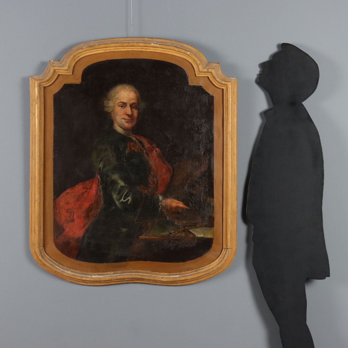 Antique Painting Portrait Of A Gentleman Oil On Canvas XVIII Century-photo-2