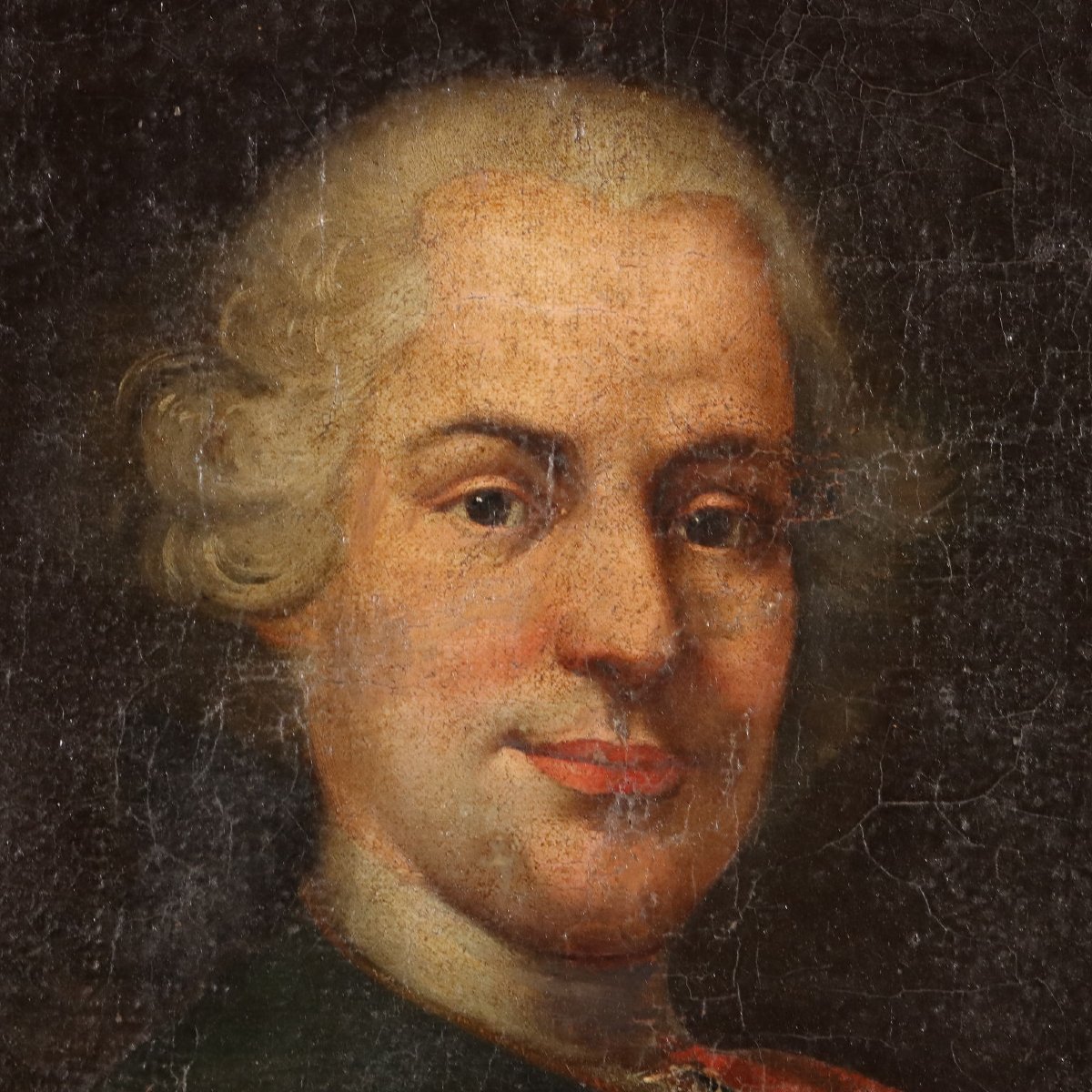 Antique Painting Portrait Of A Gentleman Oil On Canvas XVIII Century-photo-4