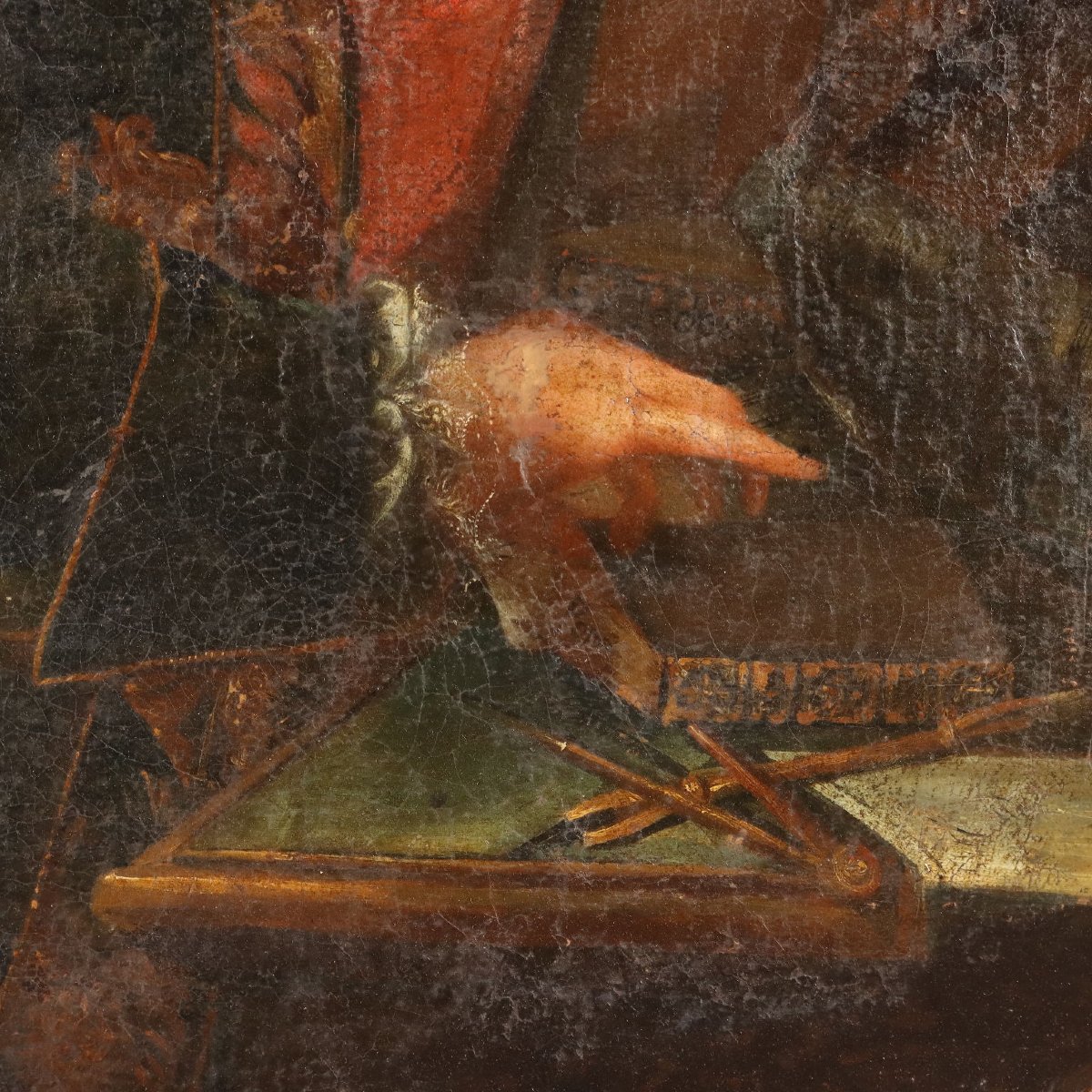 Antique Painting Portrait Of A Gentleman Oil On Canvas XVIII Century-photo-2