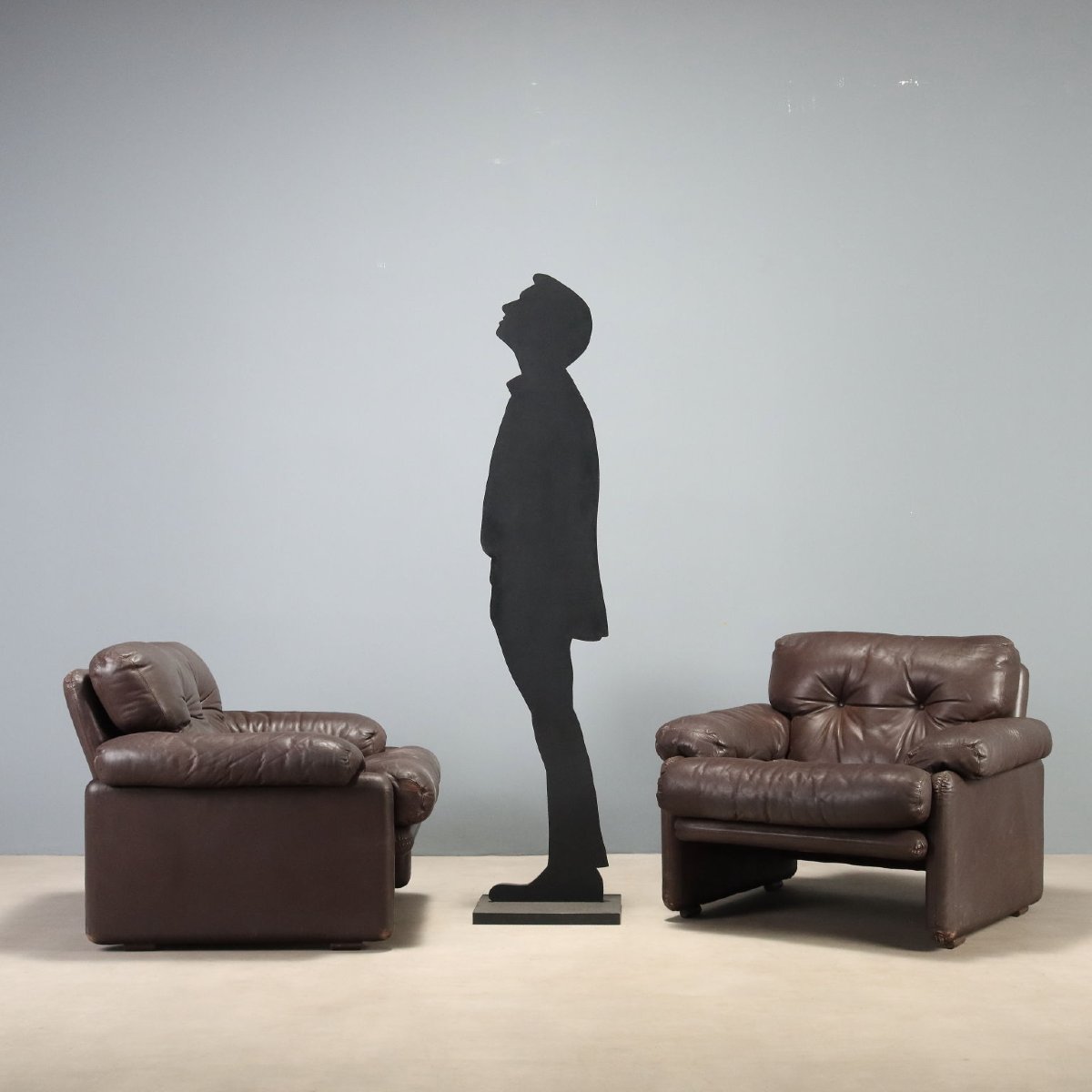B&b Coronado Armchairs Leather Design Tobia And Afra Scarpa 1970s-photo-2