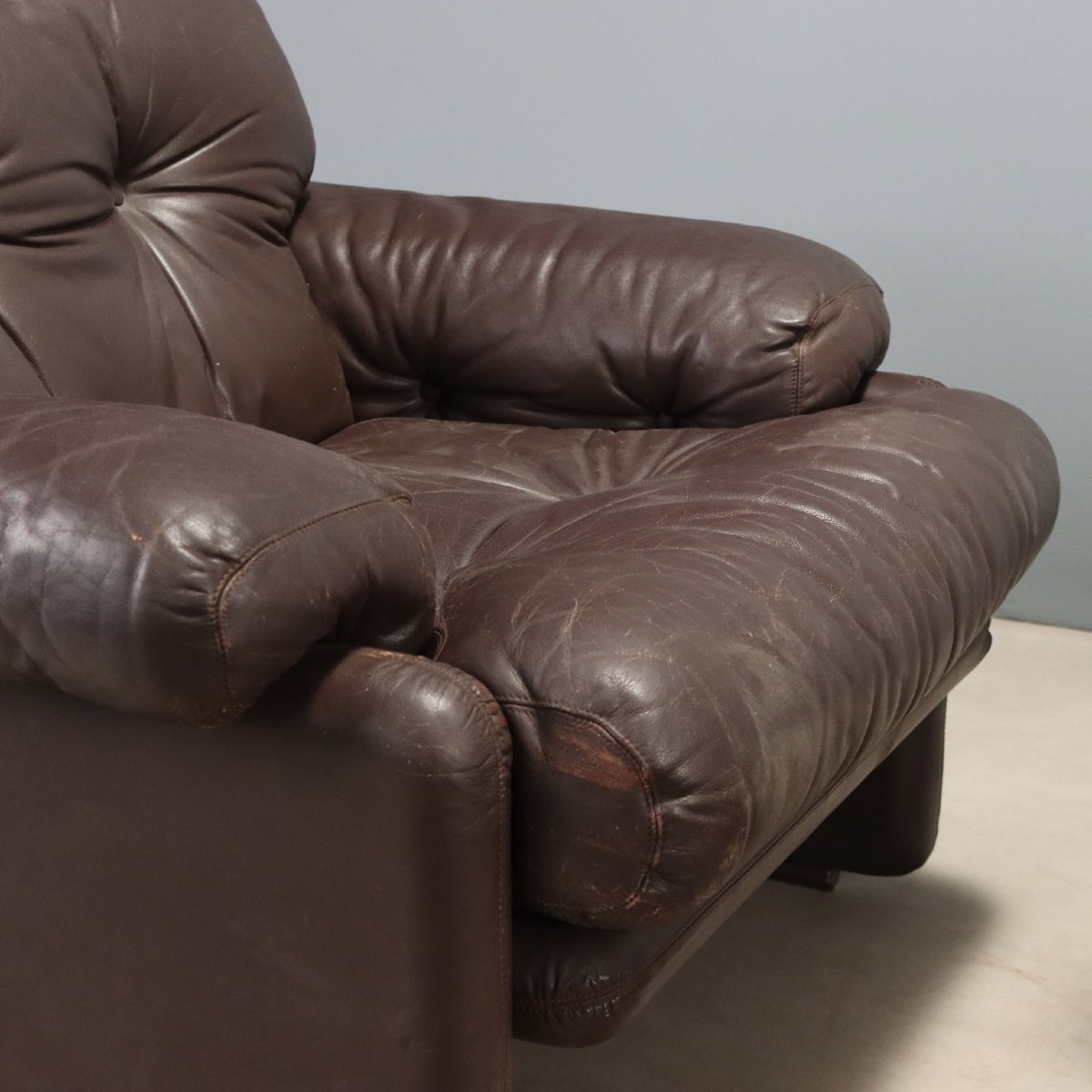 B&b Coronado Armchairs Leather Design Tobia And Afra Scarpa 1970s-photo-1