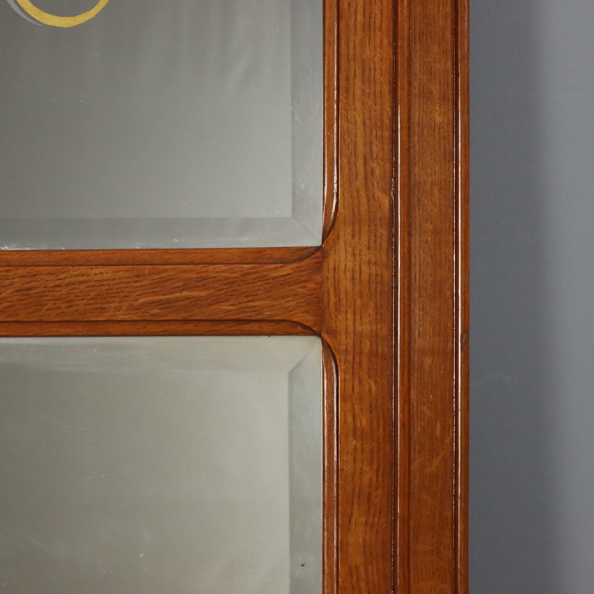 Grand Miroir Art Nouveau Ancien Chêne Gravé Italie du XXe Siècle Original-photo-4