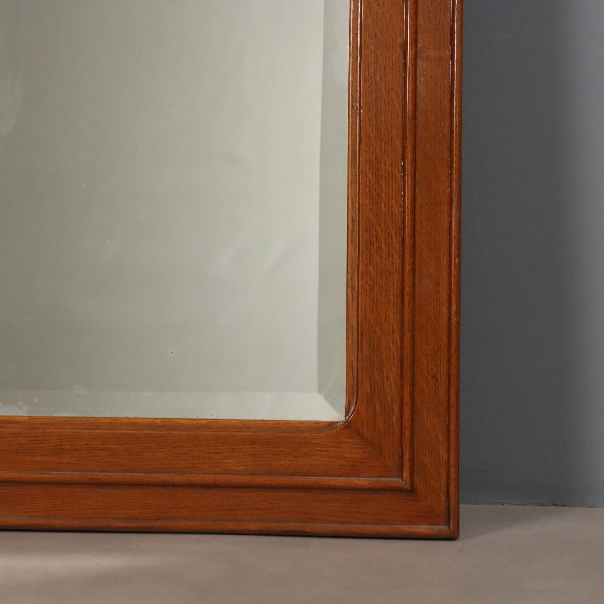 Grand Miroir Art Nouveau Ancien Chêne Gravé Italie du XXe Siècle Original-photo-6