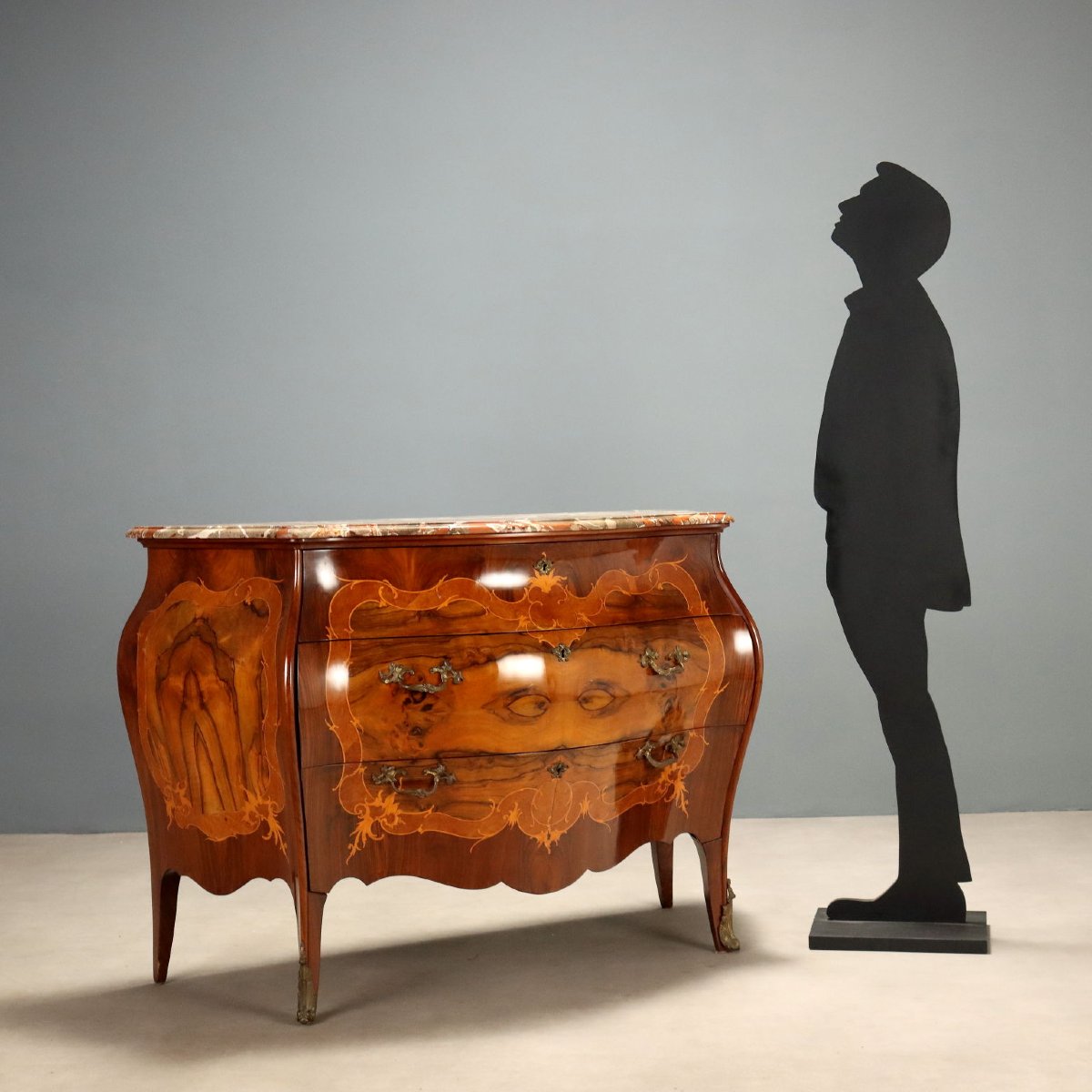 Antique Chest Of Drawers Baroque Walnut Marble Italy XX Century Original-photo-3
