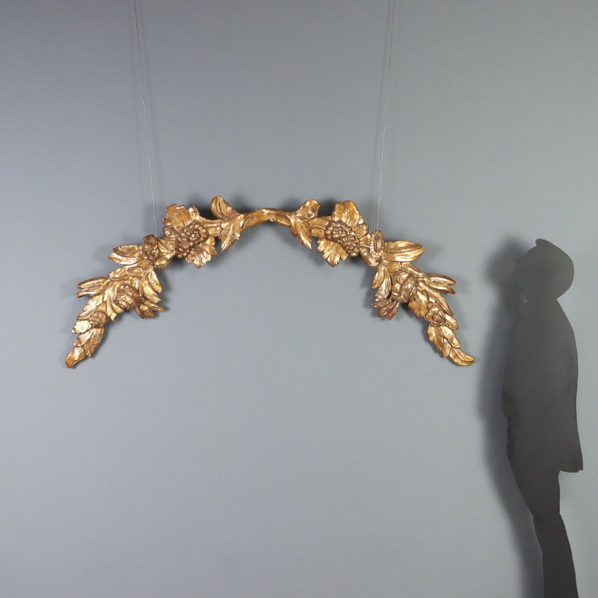 Antique Baroque Frieze Carved Gilded Wood Italy XVIII Century Original-photo-2